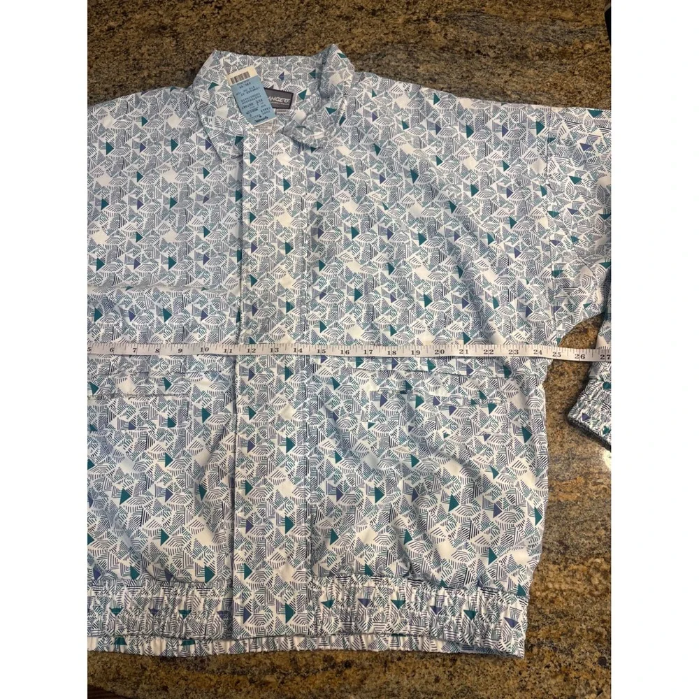 Vtg Langert Sports Wear Womens 2 Piece Set Geometric Windbreaker Jacket & Polo M